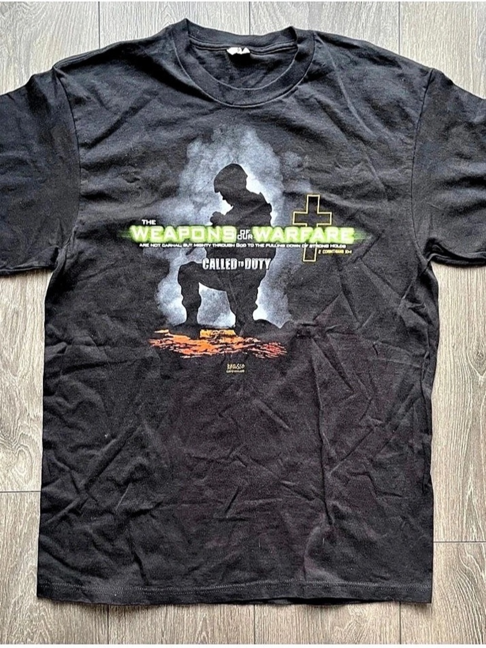 Vintage 2010 Weapons of our Warfare Call of Duty Parody T-Shirt Size L